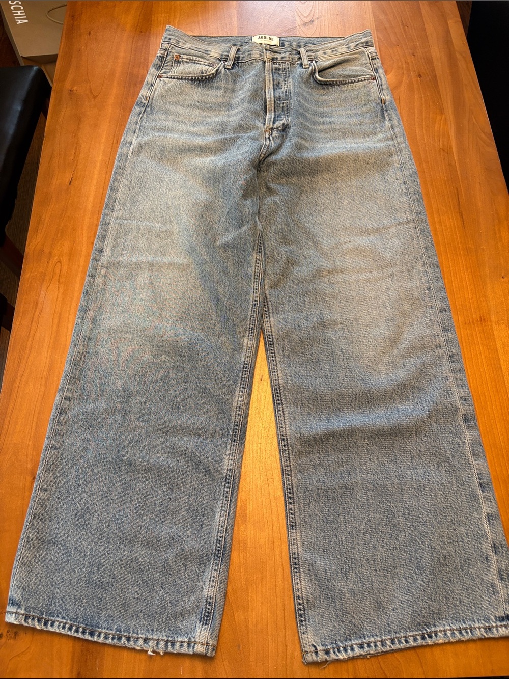 Agolde Ren Wide Leg Jeans in Light Blue Denim
